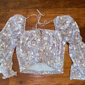 Cute Floral Cropped Blouse - NWT
